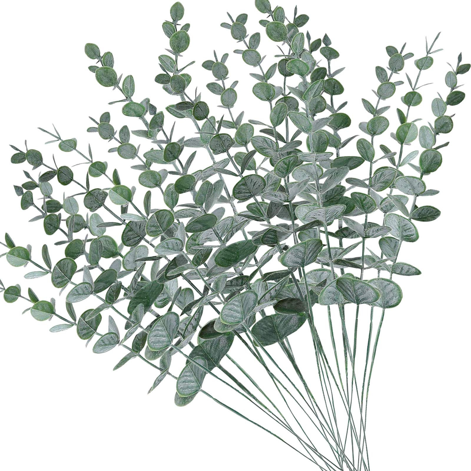 20pcs Faux Eucalyptus Stems Flowers Short Artificial Eucalyptus Greenery Stem Fake Eucuplutis Lea... | Amazon (US)