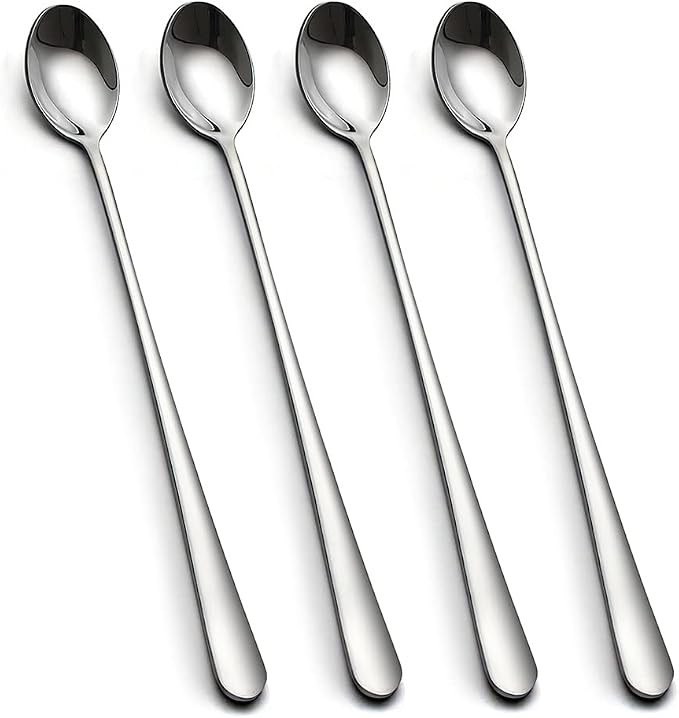 IQCWOOD Long Handle Ice Tea Spoons, 9-Inch Coffee Ice Cream Stainless Steel Cocktail Stirring Spo... | Amazon (US)