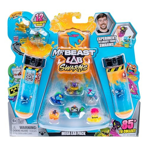 MrBeast Lab Swarms Series 2, Atomic Series 12 Pack - Night Fright Panther, Add Water, Shake The Test Tube and Reveal 2 of 12, 1-inch (2.5 cm) MrBeast Swarms Collectible Micro Beasts. 85+ to Collect! | Amazon (US)