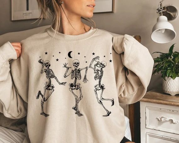 Dancing Skeleton Sweatshirt and Hoodie Funny Halloween - Etsy | Etsy (US)