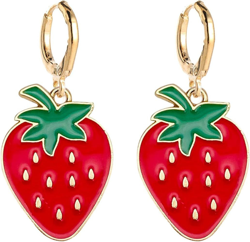 Colorful Strawberry Watermelon Avocado Lemon Shape Fruits Earrings for Women Jewelry | Amazon (US)
