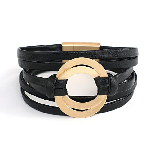 hotoo Circle Charm Bracelets for Women Handmade Leather Wrap Bracelets for Couples Friendship Bra... | Amazon (US)