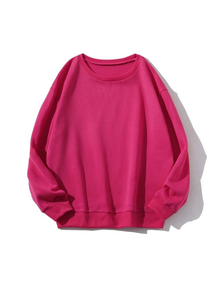 Solid Round Neck Drop Shoulder Sweatshirt | SHEIN