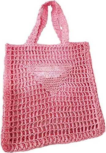 NA Handmade Straw Bag,Travel Beach Fishing Mesh Bag, Straw Woven Bag Female Pastoral Style Weavin... | Amazon (US)