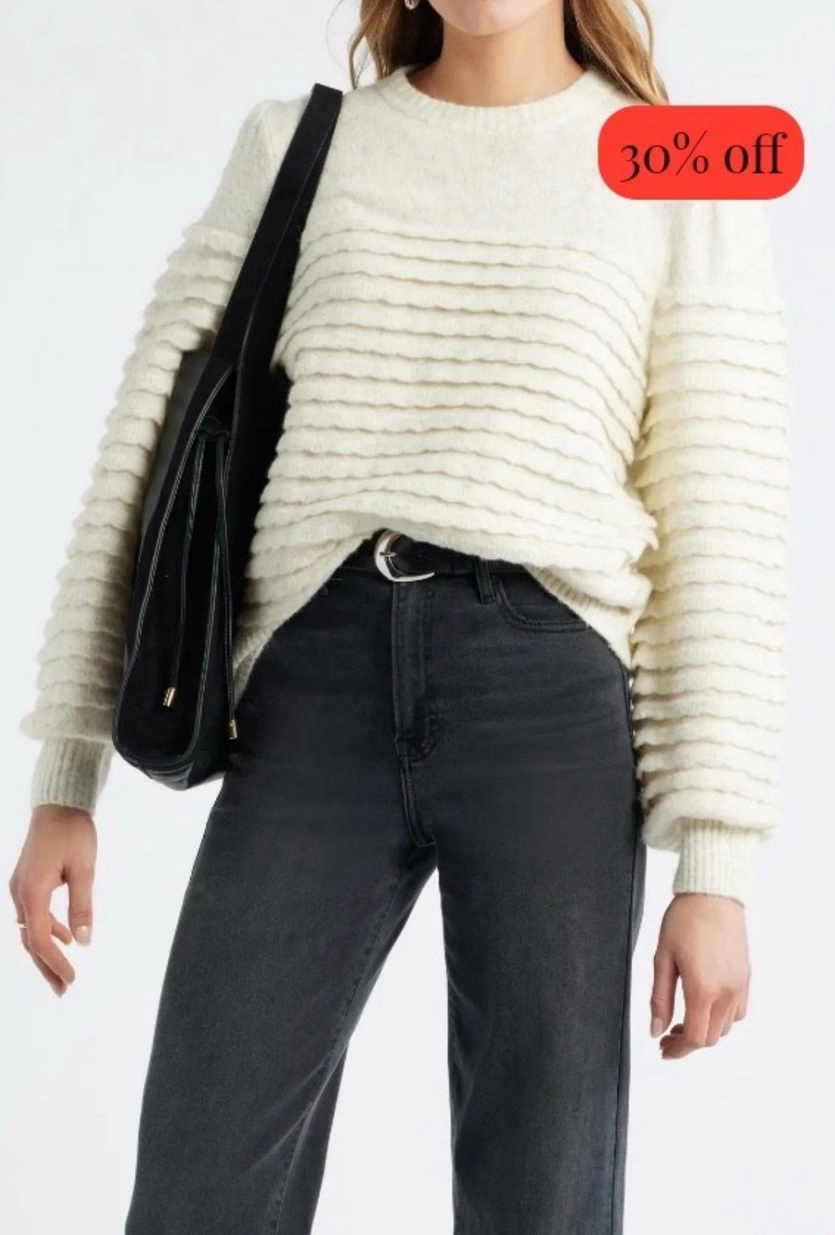 Ruffle sweater
Sweater
Black jeans 
Jeans 

#LTKFindsUnder100 

#LTKSaleAlert #LTKSeasonal