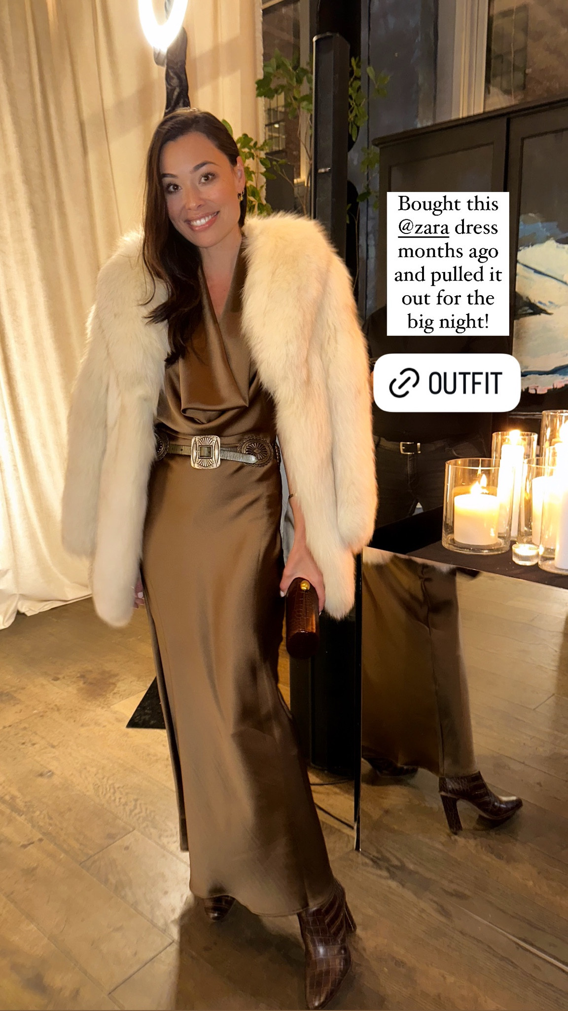 Zara dress, sold out, similar below! Western, vintage fur, boots, winter outfit. 

#LTKStyleTip #LTKParties #LTKNYFW