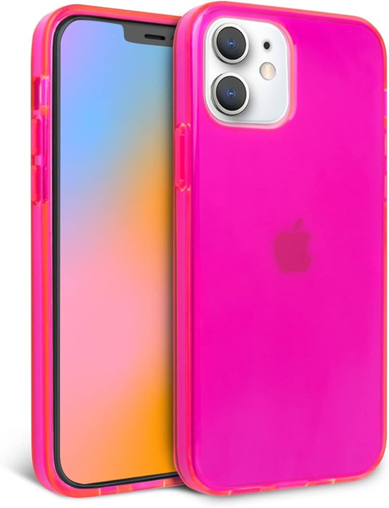 FELONY CASE - iPhone 11 Neon Pink Clear Protective Case, TPU and Polycarbonate Shock-Absorbing Br... | Amazon (US)