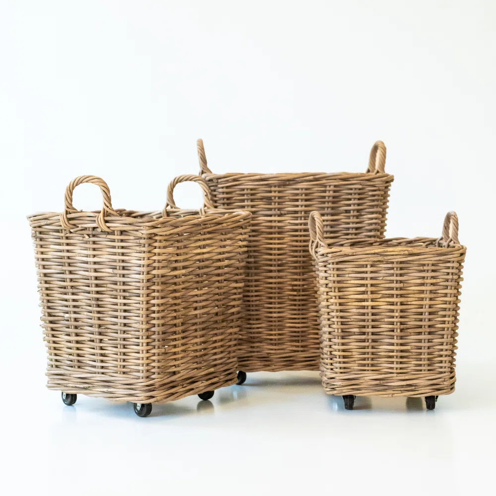 Rattan Basket on Wheels Xlarge | Wayfair North America