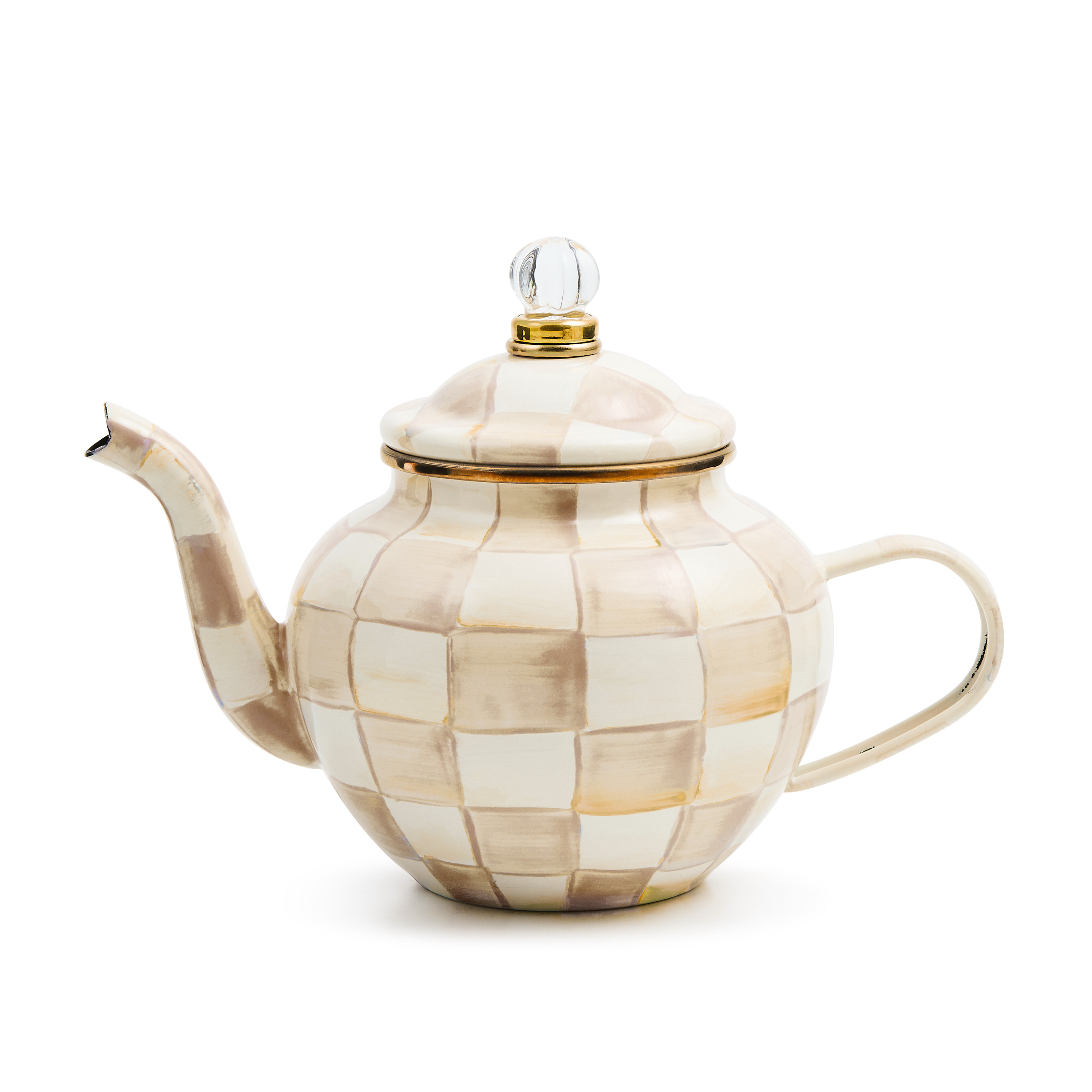 MacKenzie-Childs Mocha Check 4 Cup Teapot | MacKenzie-Childs
