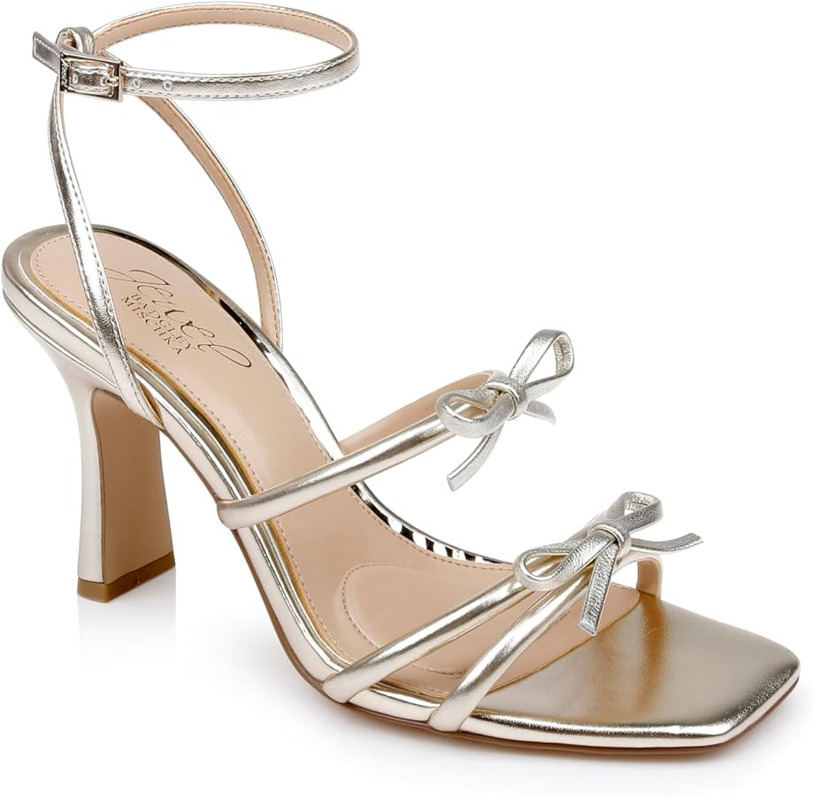 Jewel Badgley Mischka Kiyomi II Metallic Delicate Sandal with Bow Straps | Amazon (US)