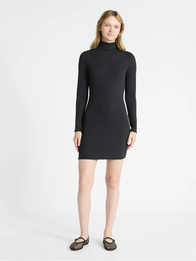 No Boundaries Turtle Neck Mini Dress, Women’s | Walmart (US)