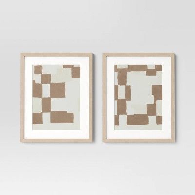 16" x 20" 2pk Neutral Checkers Framed Under Glass - Threshold™ | Target