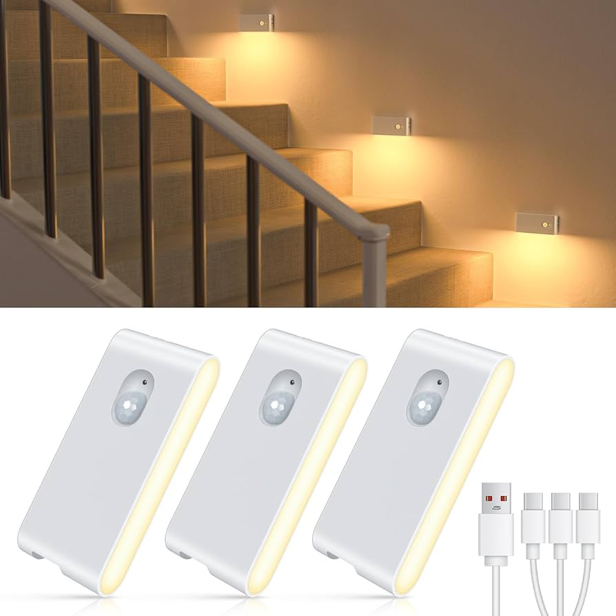 WILLED Motion Sensor Night Light, Rechargeable Stair Lights Indoor, Warm White Motion Sensor Ligh... | Amazon (US)