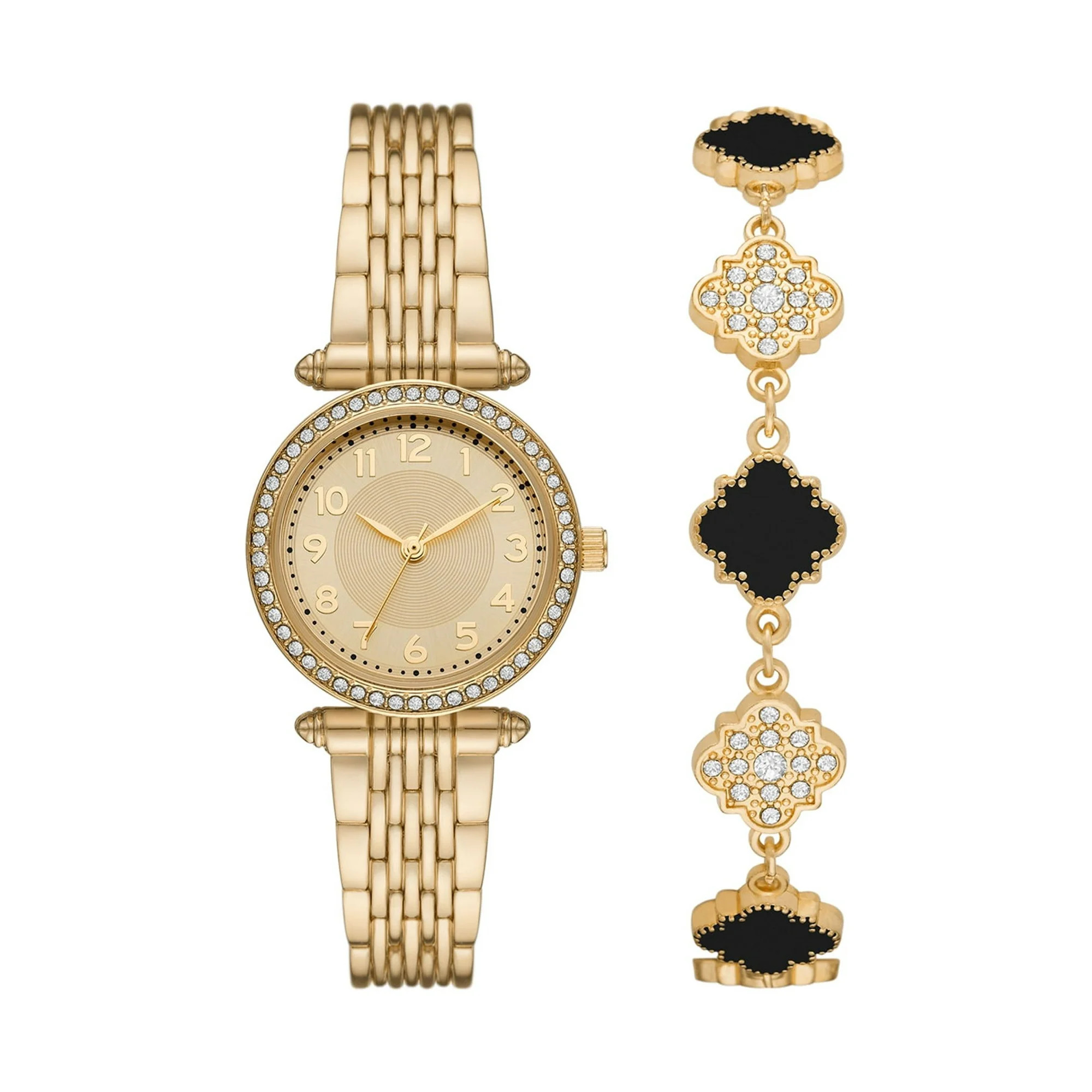 Ladies' Time and Tru Gold Tone Watch and Bracelet Set | Walmart (US)