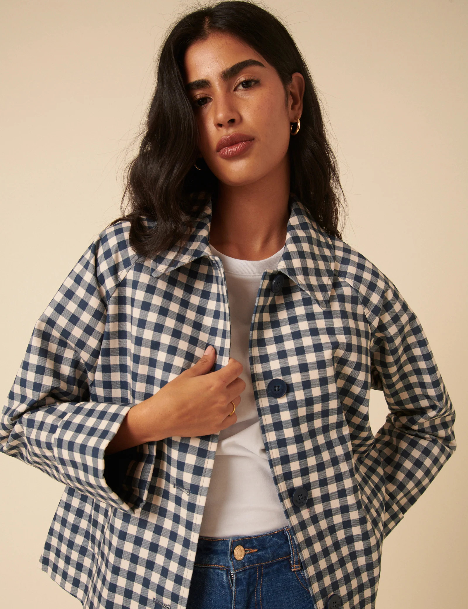 Blue Gingham Swing Jacket | Nobody's Child