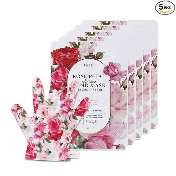 koelf PETITFEE Rose Petal Satin Hand Mask (5pairs) - Intensive Nourishing, Moisturizing Gloves, R... | Amazon (US)