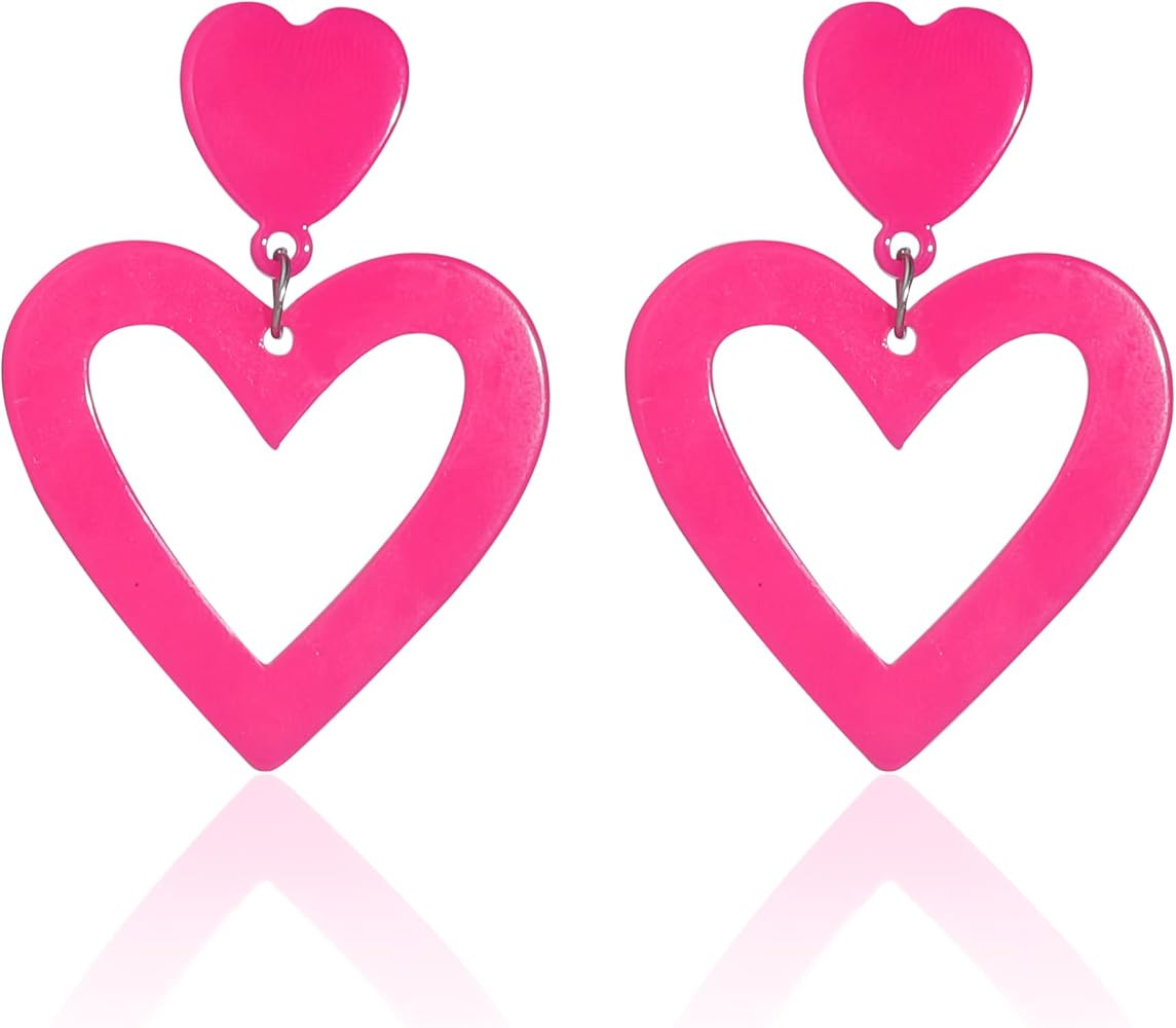 Set Heart Love Couple Colorful Stud Hoop Dangle Earrings 80 90s Retro Earrings Rectangle for Wome... | Amazon (US)
