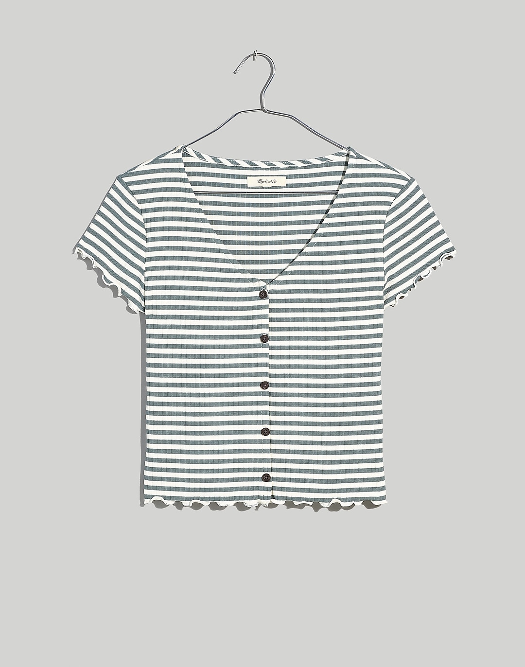 Button-Front V-Neck Tee in Stripe | Madewell
