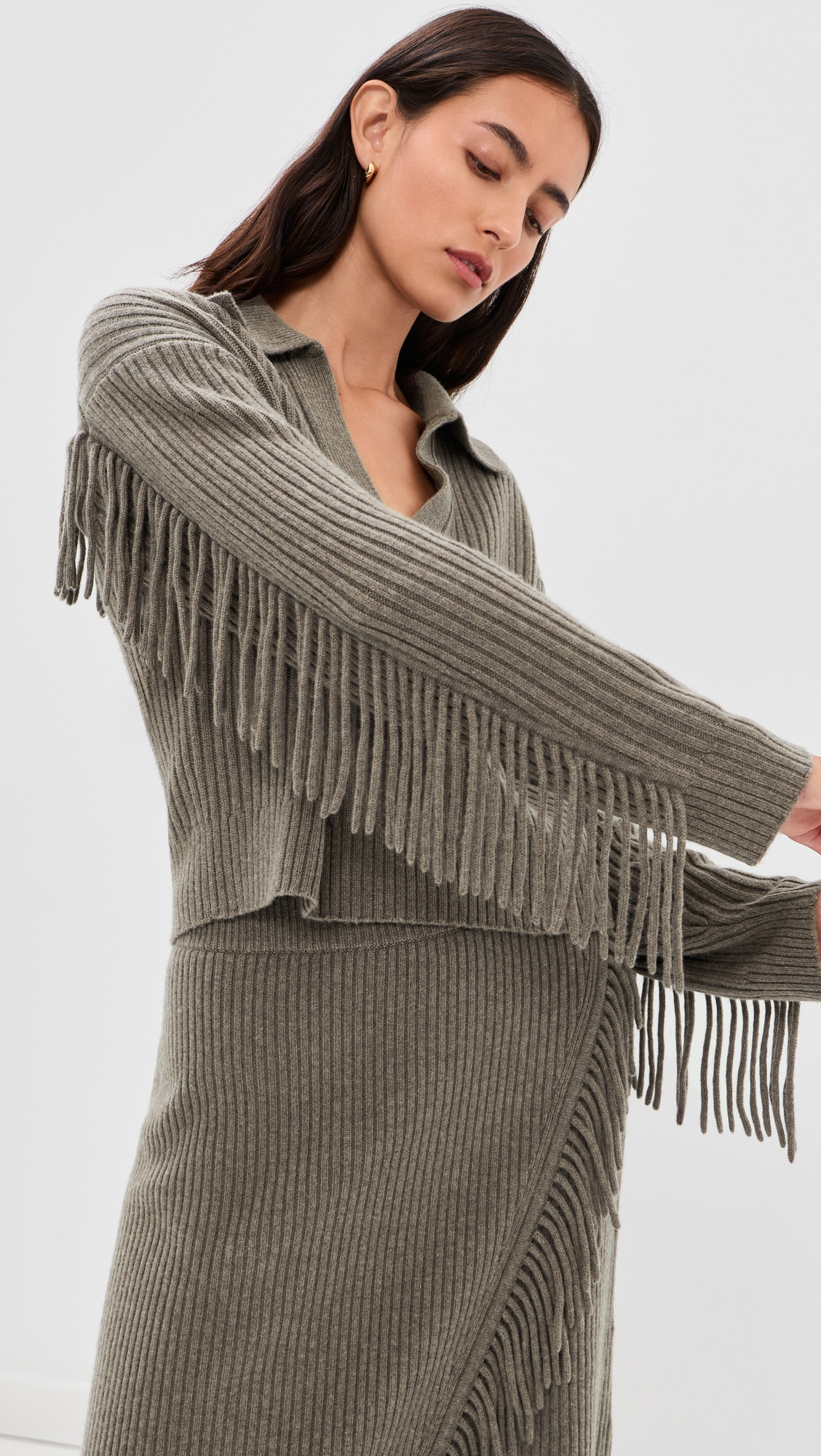 SIMKHAI Natalia Collared Sweater Mushroom Melange S | Shopbop