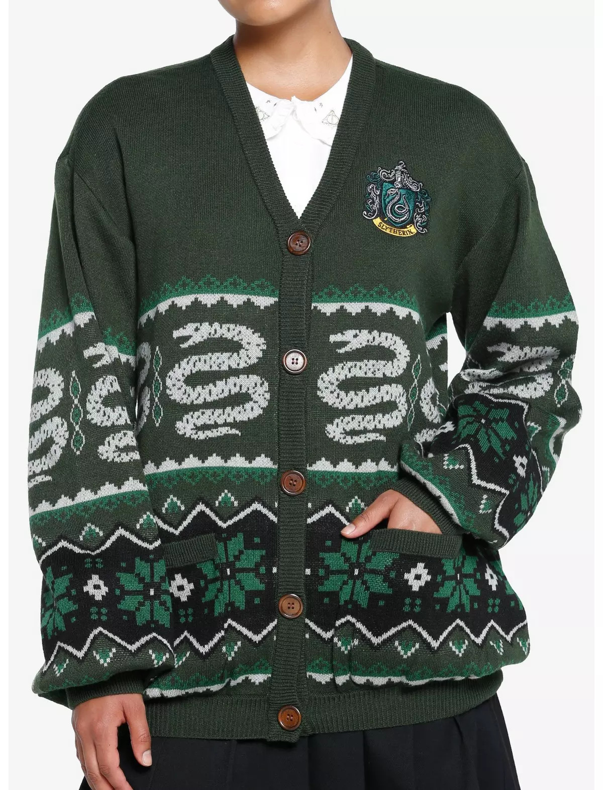Harry Potter Slytherin Fair Isle Girls Cardigan | Hot Topic