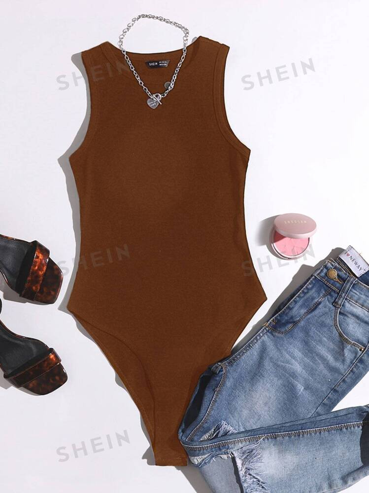 SHEIN EZwear Solid Skinny Bodysuit | SHEIN