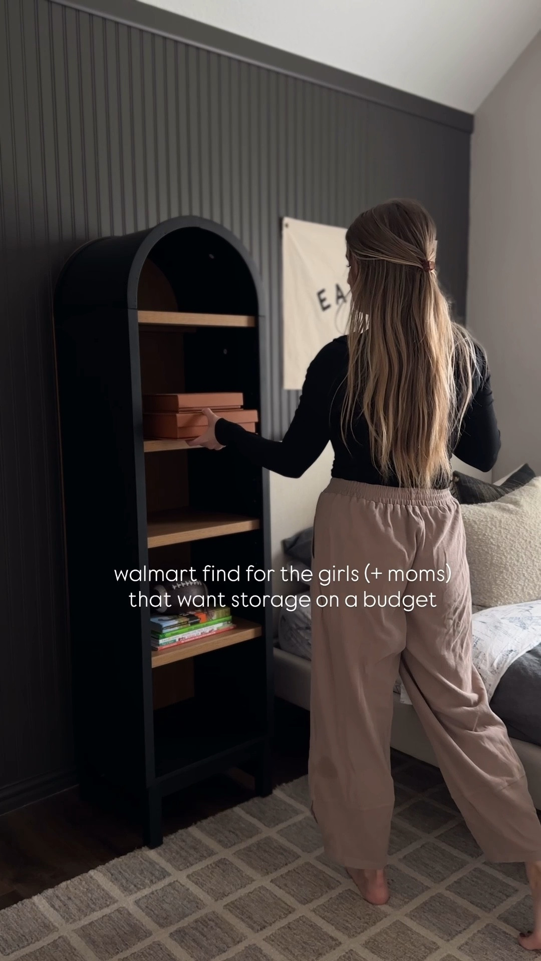 Obsessed with this arched bookshelf from Walmart, especially in a kids room! Comes in a few colors but I love the black with the wood! 

#LTKKids #LTKHome