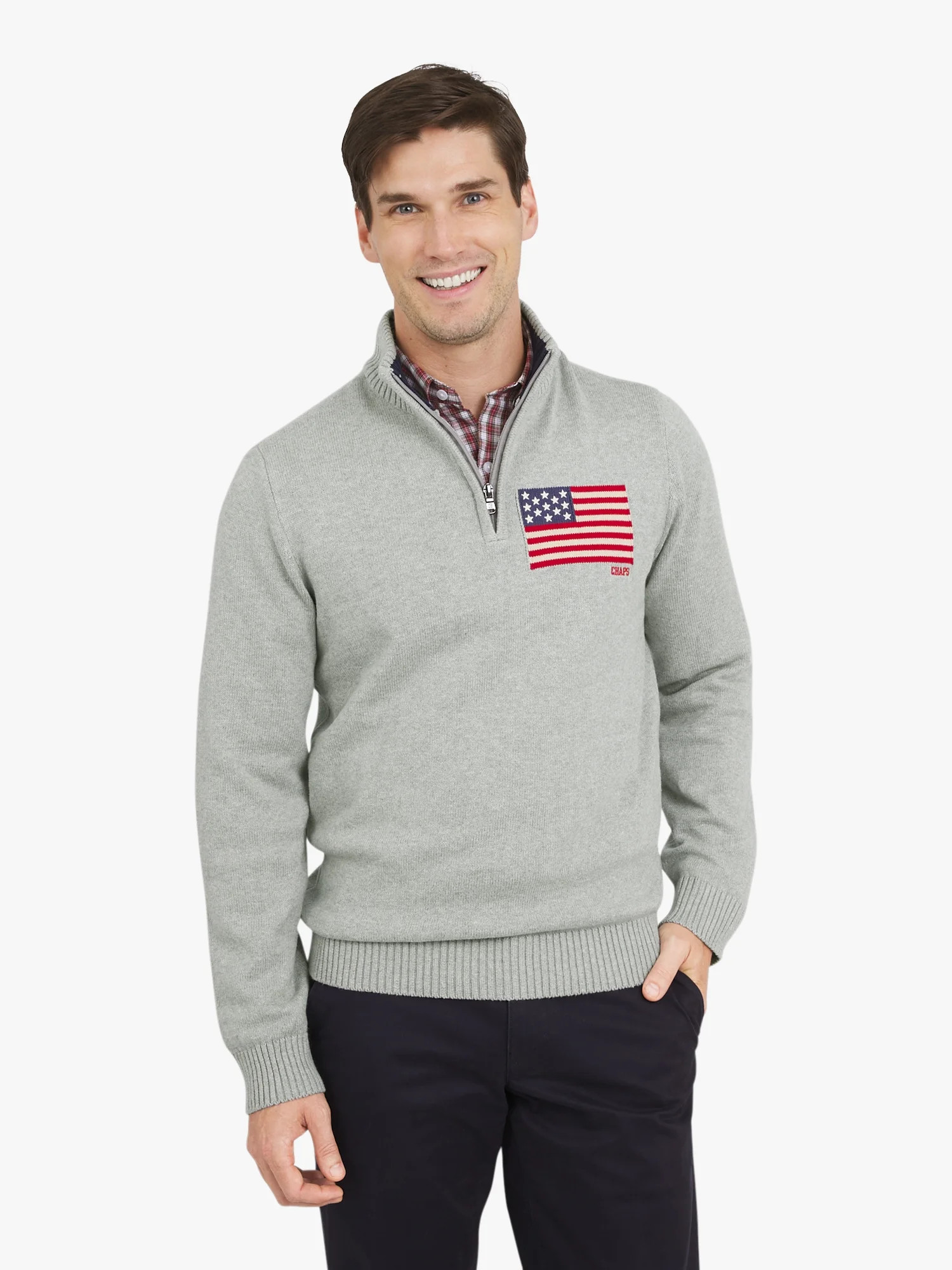 Chaps Men's & Big Men's Flag Quarter Zip Sweater, Sizes S-3XL | Walmart (US)