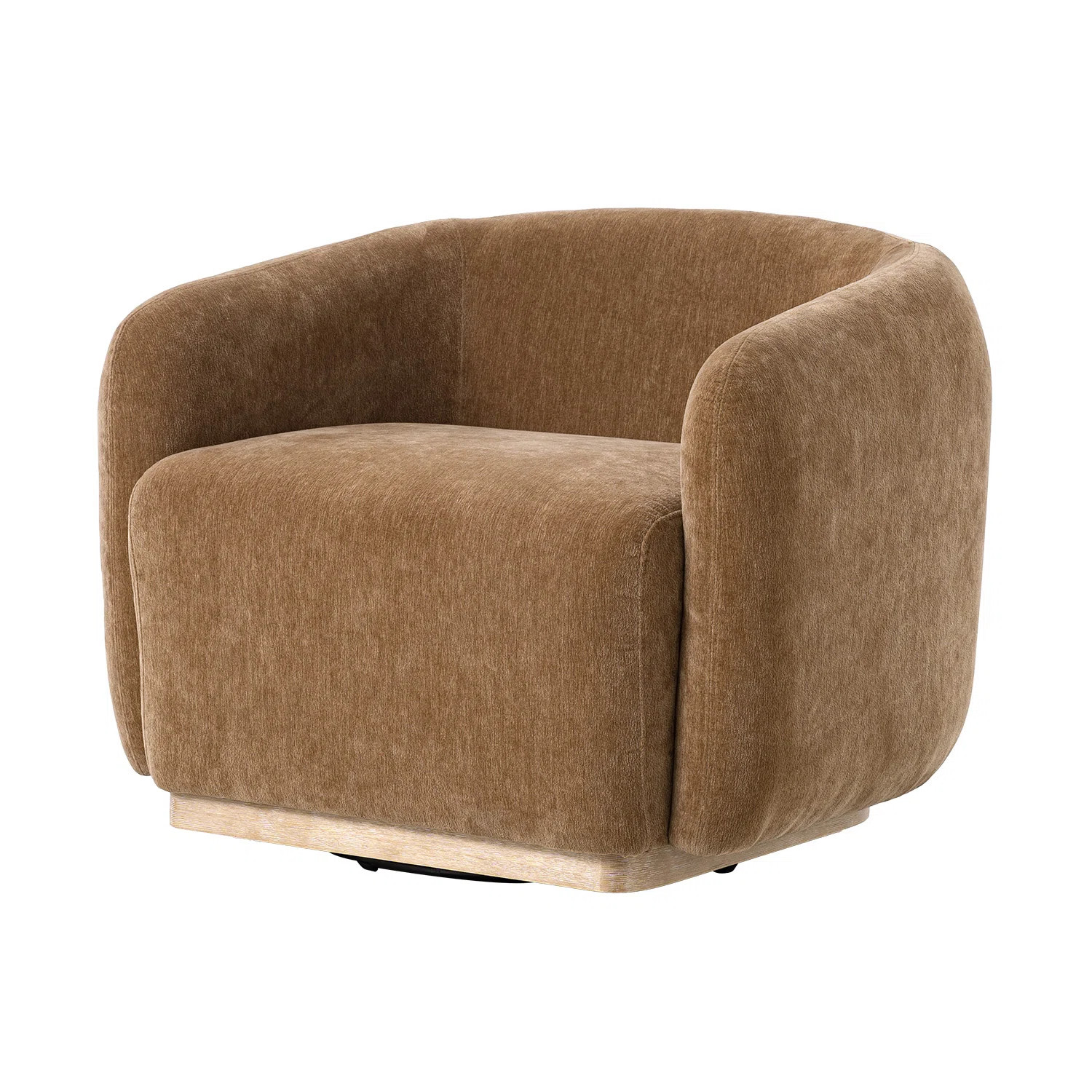 Berklie 35"W Modern Boucle Chenille Swivel Armchair with Solid Wood Base | Wayfair North America