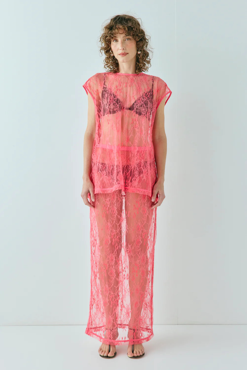 Devyn Lace Midi Skirt Pink | VRG Grl