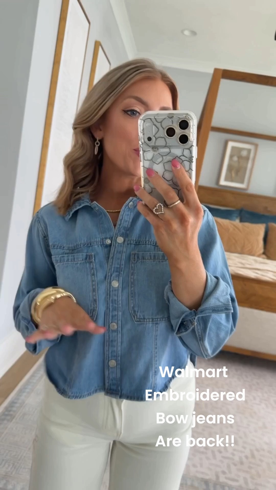 One of my favorite Walmart outfits lately! 🤍 This classic denim button-up paired with these gorgeous embroidered white jeans gives such an elevated designer-inspired look without the designer price tag. Add a pair of leopard flats and you’ve got the perfect outfit for brunch, work, dinner, or weekend plans.

These jeans are such a standout piece and make transitioning into fall so easy while you can still wear lighter colors.

✨ Everything is Walmart except the shoes.

#walmartfashion #walmartfinds #walmartstyle #walmartnewarrivals #whitejeans #denimshirt #falltransition #casualchic #everydayfashion #affordablestyle #designerlookforless #ootd #momstyle #closetstaples #falloutfitideas

#LTKootd #LTKPetite
