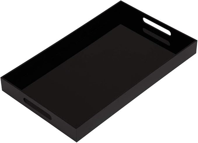 Glossy Black Sturdy Acrylic Serving Tray with Handles-12x20Inch-Serving Coffee,Appetizer,Breakfas... | Amazon (US)