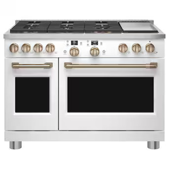 Cafe 48-in Standard 6 Burners 5.75-cu ft / 2.5-cu ft Self-cleaning Air Fry Convection Oven Freest... | Lowe's