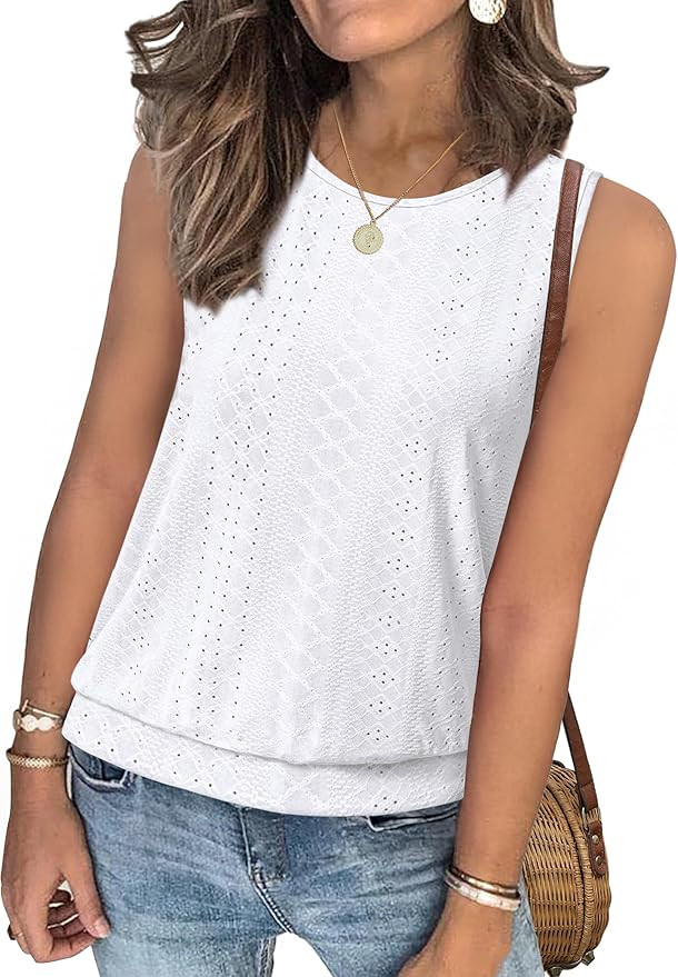SAMPEEL Womens Tank Tops Loose Fit Casual Round Neck Sleeveless Summer Tops Trendy Vacation Cloth... | Amazon (US)