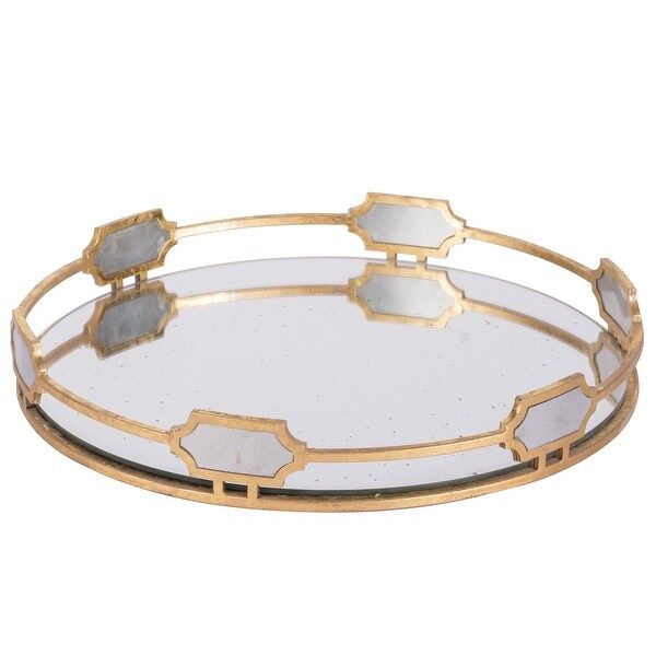 A&B Home Sovann 16-inch Vintage Gold Round Tray | Bed Bath & Beyond