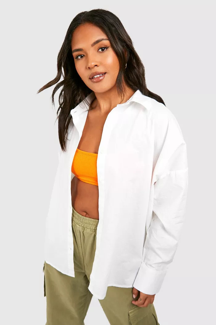 Plus Poplin Oversized Shirt | Boohoo.com (US & CA)