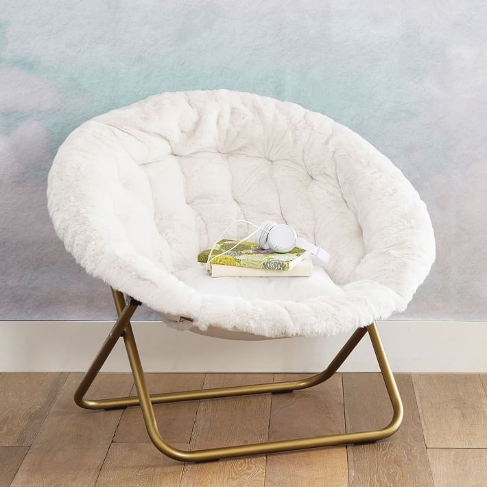 Polar Bear Faux-Fur Ivory Hang-A-Round Chair | Pottery Barn Teen