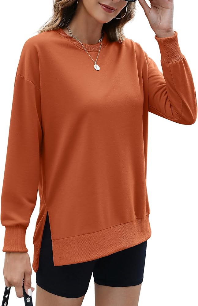ECOWISH Women Side Split Sweatshirt: Fall Crewneck Long Sleeve Oversized Camo Shirts Casual Camou... | Amazon (US)