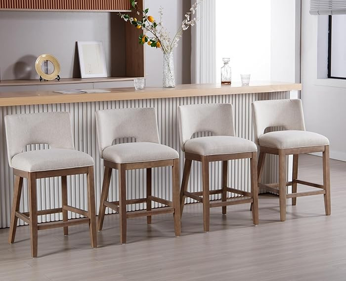 chairus 26" Bar Stools Set of 4 Armless Padded Counter Stools with Wood Back and Legs Upholstered... | Amazon (US)