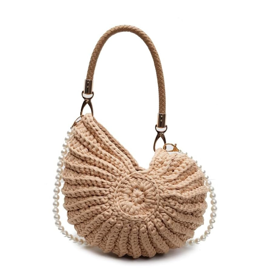 Handwoven Seashell Bag Crochet Shell Purse Summer Beach Tote Bag Pearl Clutch Purse Cute Conch Sh... | Amazon (US)