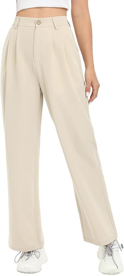 Tapata Womens Wide Leg Pants High Waist Straight Leg Casual Stretch Comfy Pockets Relaxed Fit | Amazon (US)