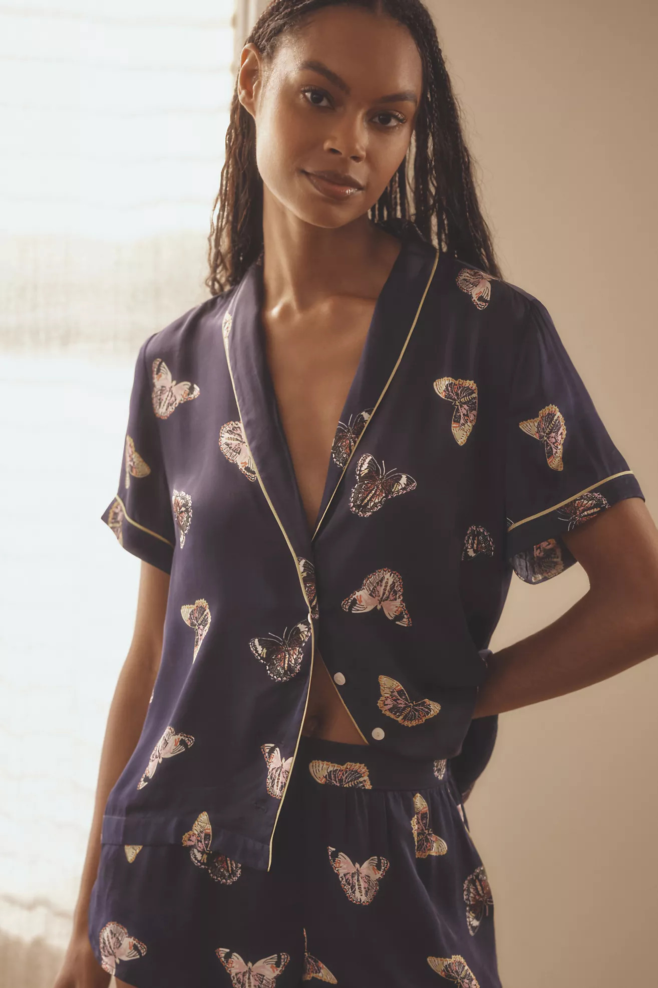 By Anthropologie Silky Patterned Pajama Top | Anthropologie (US)