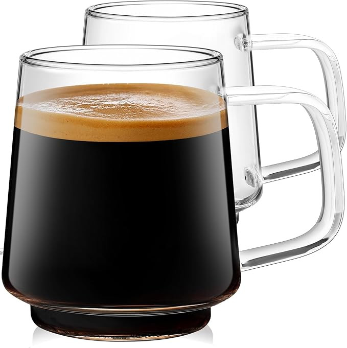Aquach 16 Oz Glass Coffee Tea Cups, Clear Mugs with Handle, Microwave and Dishwasher safe Home Of... | Amazon (US)