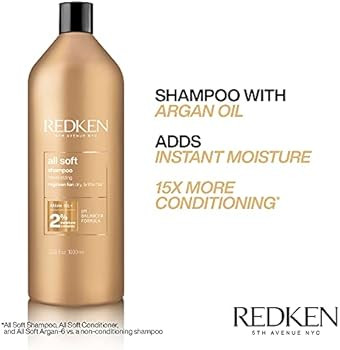 Redken All Soft Shampoo | For Dry/Brittle Hair | Provides Intense Softness and Shine | With Argan... | Amazon (US)