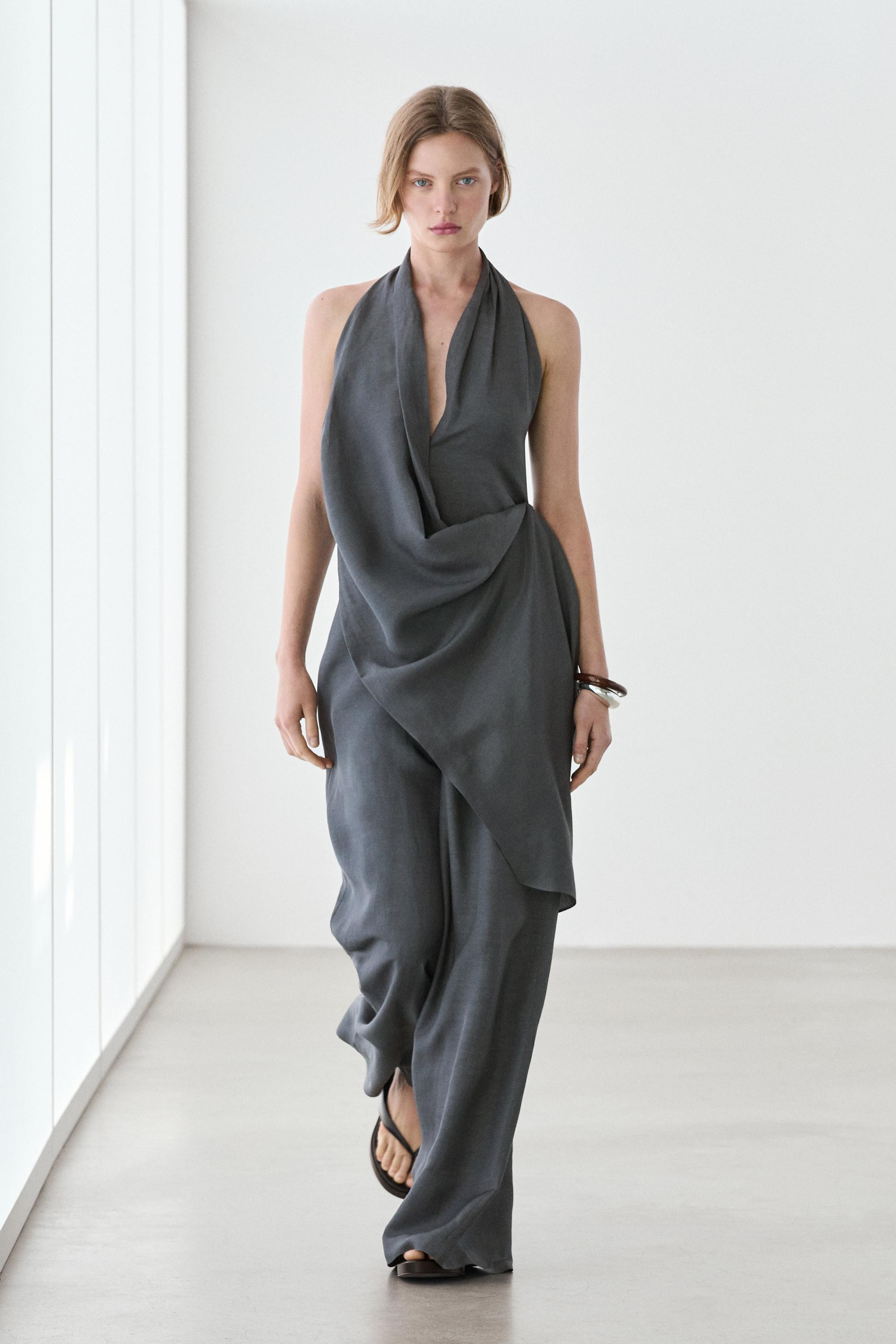 Asymmetric draped jumpsuit | Massimo Dutti UK