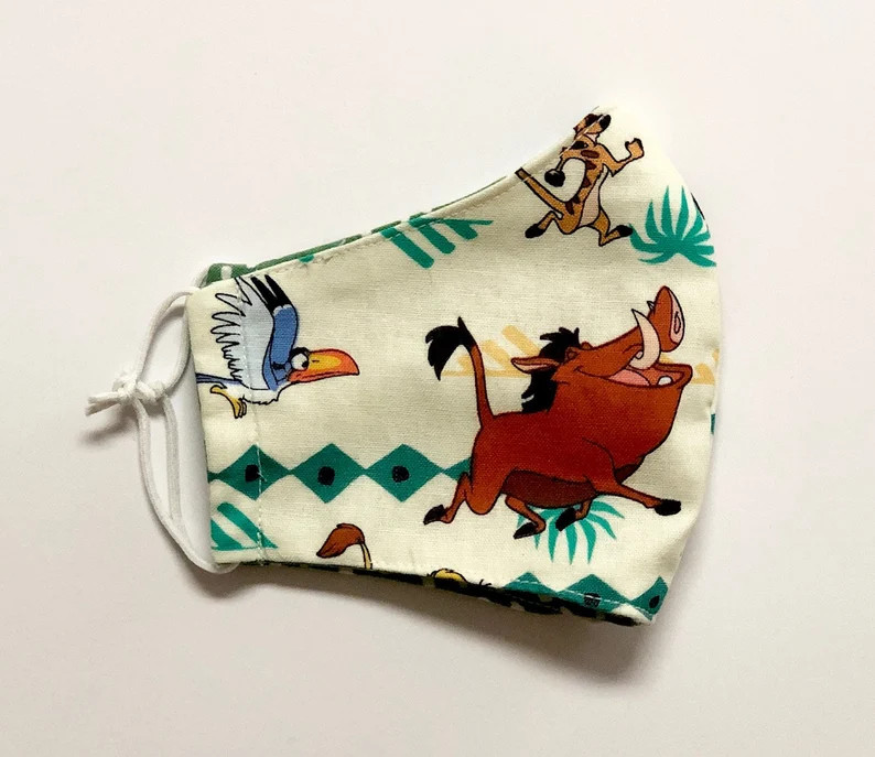 Lion King and Friends Face Mask with optional Nose Wire, Reversible, 100% Cotton with Filter Pock... | Etsy (US)