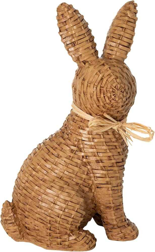 Sullivans Brown Easter Bunny with Raffia Bow, 7.75" Woven Patterned Spring Rabbit Decorations, Fi... | Amazon (US)