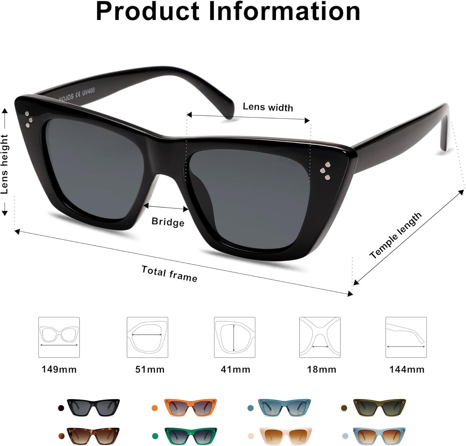 SOJOS Retro Trendy Cat Eye Polarized Sunglasses for Women Cute Stylish UV400 Sunnies SJ2199 | Amazon (US)