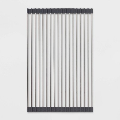 Over the Sink (Roll Away) Dish Drainer Silver - Brightroom™: Stainless Steel Drying Rack Mat, Hand Wash, 20.5"x13" | Target