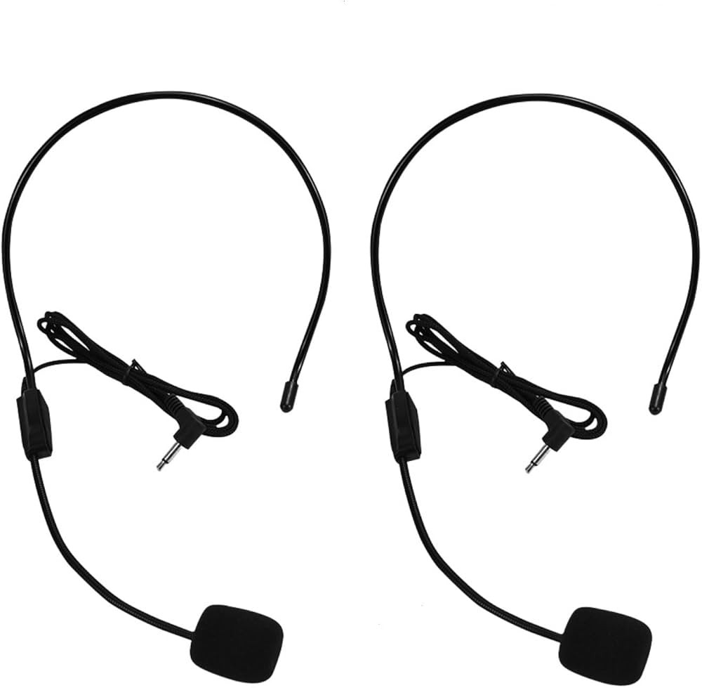 Set of 2 Headset Microphone, Flexible Wired Boom for Voice Amplifier,Teachers, Speakers, Coaches,... | Amazon (US)