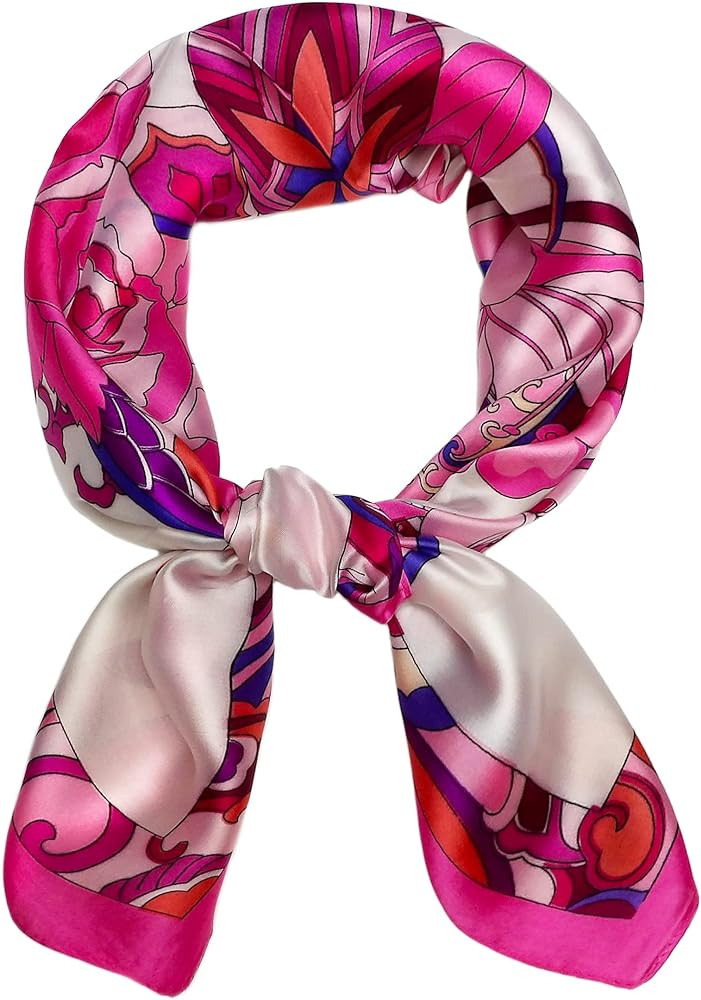 27.5'' Silk Feeling Scarf Medium Square Satin Head Neck Scarf for Women Hair Sleeping at Night | Amazon (US)